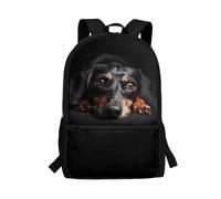 Jndtueit Children's Black Dachshund Dog Laptop Backpack School Bag Rucksack Large Capacity Bookbag Schoolbag for Little Kid Girl Boy