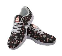 Jndtueit Christmas Candy Cane Snowflake Running Sneaker Lace Up Athletic Hiking Walk Sneakers for Women Men