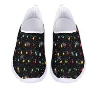 Jndtueit Christmas Colorful Lights Tennis Loafer Wide Toe Walk Sneakers Flats Travel Driving Outdoor Boat Shoes for Women Men