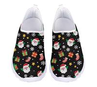 Jndtueit Christmas Santa Claus Athletic Sneakers Black Business Loafer Mesh Travel Outdoor Jogging Shoes for Women Men Girls Boys