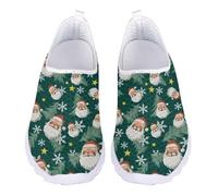 Jndtueit Christmas Santa Claus Running Sneakers Slip On Tennis Loafer for Women Men Travel Jogging Walking Work Gym Shoes