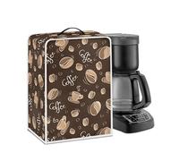 Jndtueit Coffee Theme Coffee Maker Cover Fits for Most Standard Coffee Makers, Brown Appliance Cover Fingerprint Protection