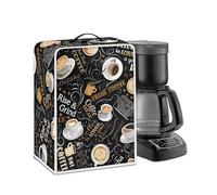 Jndtueit Coffee Theme Coffee Maker Cover, White Cup Universal Size Appliance Covers, Brown 2 Size for Home Office Appliances and Tools