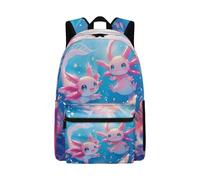 Jndtueit Cute Axolotls Blue Backpack for Girls School Bookbag Large Capacity Backpack for Women Middle Elementary High School College Backpacks Daypack with Front Pocket