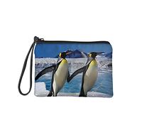Jndtueit Cute Coin Purse with Canvas Change Wallet Cool Animal Penguin Print Makeup Organizer Women Men Tote Zipper Pouches
