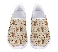 Jndtueit Cute Corgi Dog Paw Brown Sports Shoes Mesh Walking Cycling Loafers Tennis Running Athletic Sneaker for Women Men