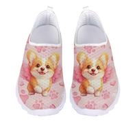 Jndtueit Cute Corgi Pink Paw Love Sports Shoes Mesh Walking Cycling Loafers Fitness Athletic Basketball Sneaker for Women Men