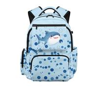 Jndtueit Cute Shark Blue Backpack for Kids Lightweight School Backpack for Boys Girls 17 Inch Bookbag Water Resistant Daypack for Middle High School Travel Bag Schoolbag