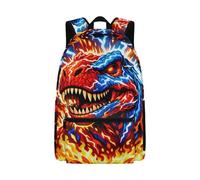Jndtueit Dinosaur Fire Lightning Kids Backpacks for Boys Elementary School Lightweight 17 Inch Backpack Zipper Laptop Bookbag for Primary Middle School