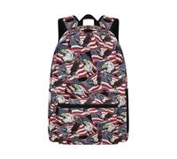 Jndtueit Eagle American Flag Backpack for Girls Boys Red School Backpacks Book Bag Student Back Pack for High Middle Elementary School Kids Bookbag Travel Backpack