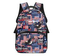 Jndtueit Eagle American Flag Backpack for Kids 12-14, School Backpack with Front Pocket, Travel Daypack Bookbag for Boys Girls, Elementary Primary Schoolbag