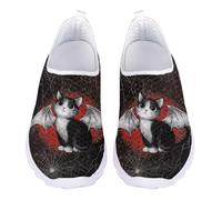 Jndtueit Halloween Cat Bat Spider Web Business Loafers Casual Training Flats Work Driving Shoes for Women Mesh Leisure Barefoot Sneakers