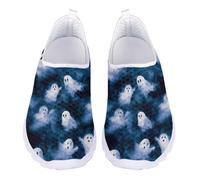 Jndtueit Halloween Ghost Blue Tie Dye Running Casual Office Shoes for Women Men Tennis Leisure Driving Loafer for Spring Summer Fall Winter