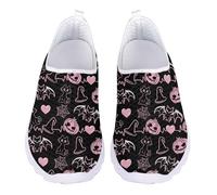 Jndtueit Halloween Pink Cat Pumpkin Spider Web Running Sneaker Protective Walking Tennis Loafer Travel Exercise Gym Daily Shoes for Women