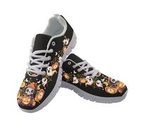 Jndtueit Halloween Skull Witch Pumpkin Bat Running Barefoot Shoes for Women Casual Walking Jogging Driving Shoes Mesh Sports Sneaker