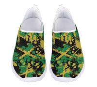 Jndtueit Jamaican Flag Tie Dye Office Loafers Driving for Women Mesh Jogging Shoes Training Outdoor Barefoot Sneakers