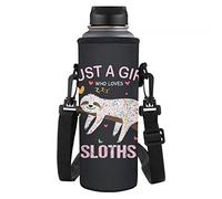 Jndtueit "Just a Girl Who Loves Sloths Neoprene Insulated Water Bottle Carrier Bag Case Adjustable Strap Bottle Sleeve Cover