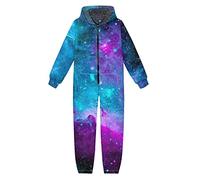 Jndtueit Little Kids Galaxy Universe Stars Space Outer Athletic Tracksuit One Piece Pajamas Onesie Pjs Outfit Set Jumpsuit with Pocket for Girls Boys