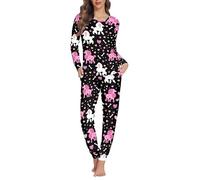 Jndtueit Poodle Dog Pajamas for Women, Cartoon Puppy Sleepwear Pullover Top, Pink 2Pcs Soft Tracksuit Sweatpants Jogging suit