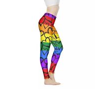 Jndtueit Rainbow LGBT Ladies Workout Legging Pants, Love Heart Horses Women's Yoga Pants Plus Size, Agender Leggings for Running