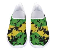 Jndtueit Retro Jamaican Flag Sports Sneakers Wide Width Walking Work Boat Shoes Outdoor Fitness Driving Loafer for Women Ladies, Green