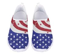 Jndtueit Retro US Flag Blue Red Walking Mesh Shoes Mesh Running Barefoot Sneakers Casual Training Loafers for Women Men