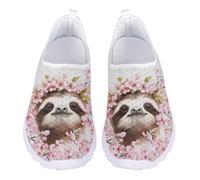 Jndtueit Sloth Cherry Blossom Flower Walking Loafer Work Business Office Mesh Flat Shoes Tennis Cycling Sneakers for Women Ladies