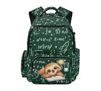 Jndtueit Sloth School Backpack for Girls Boys Green Formula Carry on Backpacks for Middle Elementary High School Kids Bookbag Bag with Multi Pocket Daypack Schoolbag Backpack