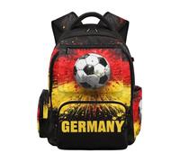 Jndtueit Soccer Germany Flag Boys Backpack for Kids Laptop Backpack Lightweight School Book Bag Waterproof Polyester School Travel Hiking Backpacks