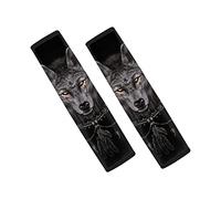 Jndtueit Soft Car Seat Belt Cover Pads Full Set 2 Pack Cool Animal Wolf Seat Belt Padding Strap Shoulder Pad for Adult and Children,Dream Catcher