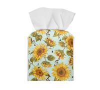 Jndtueit Sunflower Music Note Facial Paper Holder Square Tissue Box Case PU Leather Tissue Holder Organizer for Home Office Car