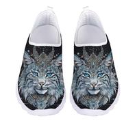 Jndtueit Tiger Cat Blue Office Loafer for Women Work Mesh Shoes No Slip Running Barefoot Sneakers for Travel Outdoor Vacation