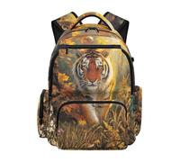 Jndtueit Tiger Forest Brown Backpack for Girls Boys School Backpacks Bookbag Lightweight Middle Elementary School Backpacks Large Capacity Backpack Schoolbag for Kids