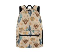 Jndtueit Tribe Highland Cow Cactus Backpack for Boys Back to School Backpack for Kids Elementary School Backpacks 17 Inch Bookbag Daypack Knapsack Schoolbags