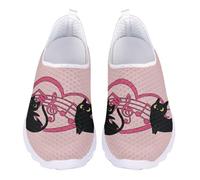 Jndtueit Unisex Womens Cat Music Note Love Walking Loafers Training Cycling Jogging Shoes Mesh Running Fitness Sneakers for Women Men