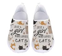 Jndtueit Unisex Women's Men's Cartoon Cat Walking Shoes Fashion Driving Workout Mesh Loafers Flats Outdoor Office Gym Sneakers for Travel