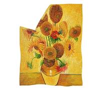Jndtueit Vincent Van Gogh Oil Painting Sunflowers Print Flannel Fleece Throw Blanket for Couch,Sofa Kids Bedding Blanket Soft
