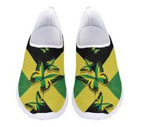 Jndtueit Women's Butterfly Green Jamaican Flag Walk Loafers Casual Flats Work Driving Shoes for Ladies Leisure Barefoot Sneakers