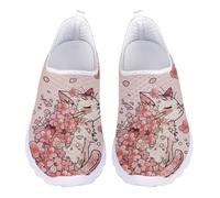 Jndtueit Women's Cat Cherry Blossom Flower Office Loafer Soft Driving Gym Trainers Dress Mesh Shoes Sports Sneaker for Women