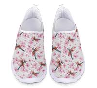 Jndtueit Women's Hummingbird Pink Cherry Blossom Mesh Loafers Casual Outdoor Jogging Walking Shoes Exercise Running Sneaker