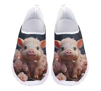 Jndtueit Women's Pig Cherry Blossom Leisure Loafer Work Shoes Comfortable Tennis Sports Sneaker for Spring Summer Fall Winter