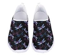 Jndtueit Womens Purple Blue Dragonfly Walking Loafers Comfort Cycling Jogging Shoes Mesh Running Fitness Sneakers