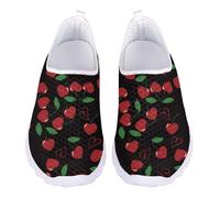 Jndtueit Women's Red Cherry Love Work Loafer Wide Toe Walking Flats Casual Travel Outdoor Running Shoes for Women