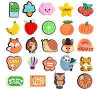 JNEWIN 24PCS Silicone Focal Beads for Pens & Keychain Making, Bulk Silicone Animal Fruit Flower Charms for DIY Handmade