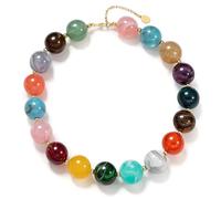 JNF Beaded Gemstone Necklaces for Women Boho Colorful Bead Stones Choker Necklace Summer Beach Jewelry, XL, rope, No Gemstone