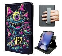 JNFBWULO Case for Samsung Galaxy Tab S10 Plus / S9 Plus 12.4" / S9 FE Plus, 360 Rotating Stand with Hand Strap, Auto Wake Sleep Protective Folio Cover - Strange Mushroom Eye