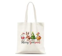 Jnglr Merry Christmas Silly Goose Bag Canvas Tote Bag, Cute Tote Bags for Women Funny Christmas Tote Bags Book Lovers Women Reusable Grocery Bag