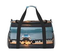 jngmeng Airplane In The Evening Light Print Hand Travel Bag Lightweight Portable Shoulder Handbag Yoga Gym Sports Camping
