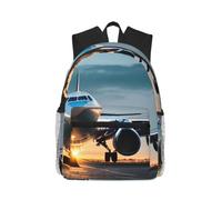 jngmeng Airplane In The Evening Light Print Lightweight Water-Resistant Casual Unisex Backpack Daily Use Beach Travel Hiking