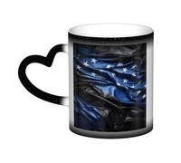 jngmeng American Thin Blue Line Flag Print Starry Sky Color-Changing Mug Kitchens Offices Dorms Cafes Ceramic Coffee Mugs